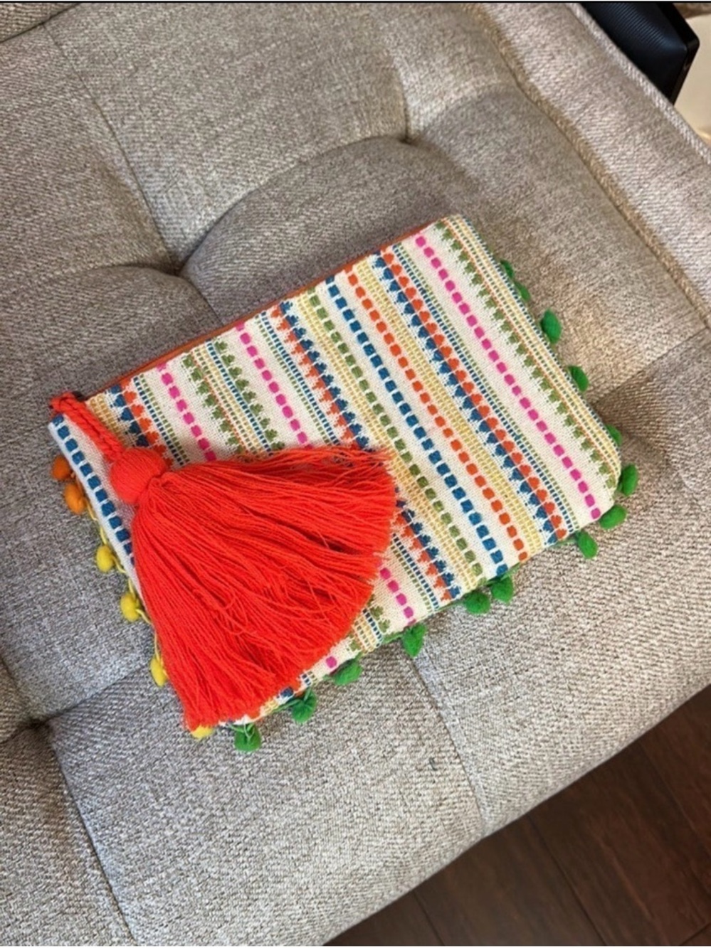 Bright Summer Pom Pom Zipper Clutch